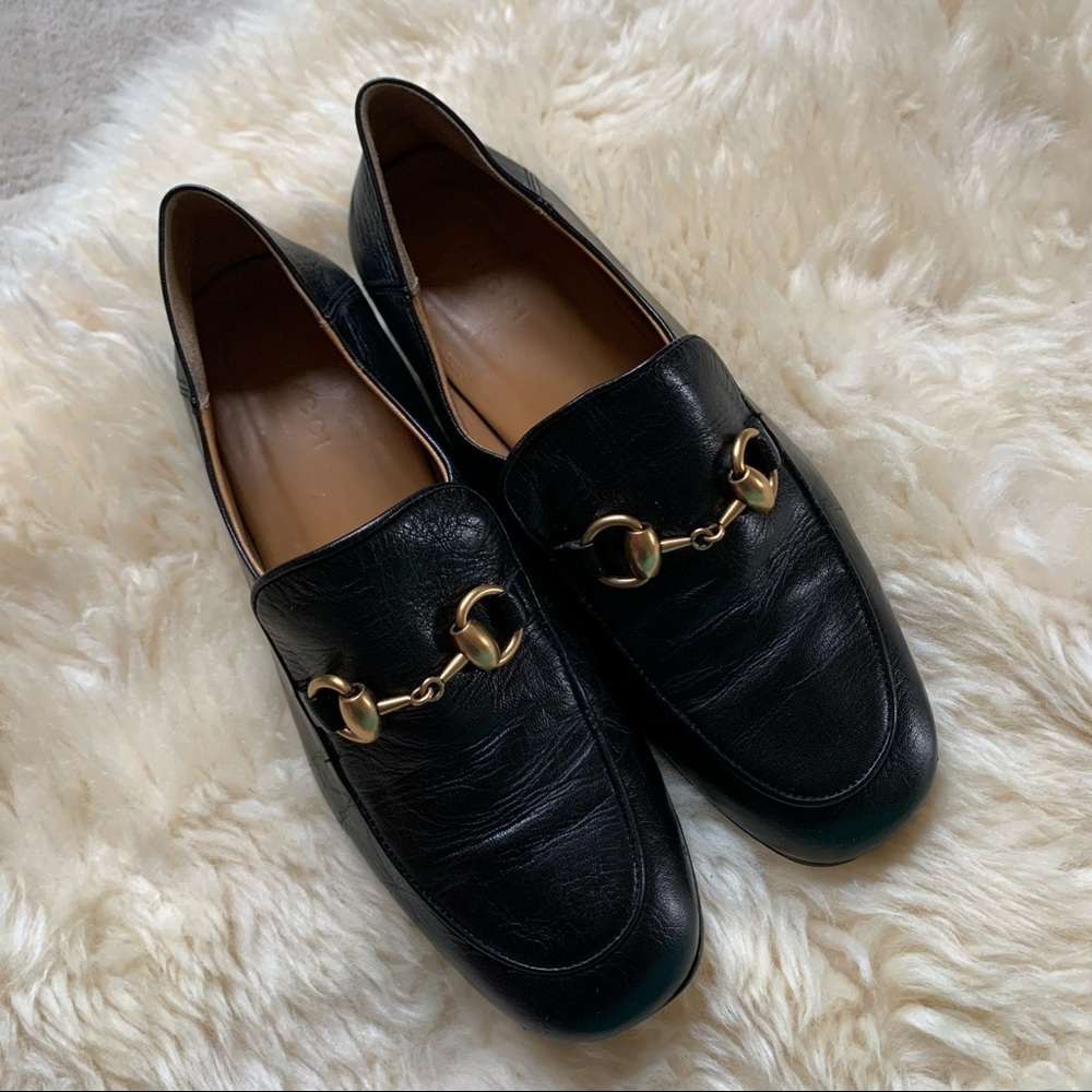 Gucci Black Leather Horsebit Quentin Slip On Loafers Size 35 - Picture 5 of 13